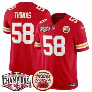 Irresistible Kansas City Chiefs 58 Derrick Thomas Red F.U.S.E  2024 AFC West Division Champions Vapor Limited Stitched Football Jersey