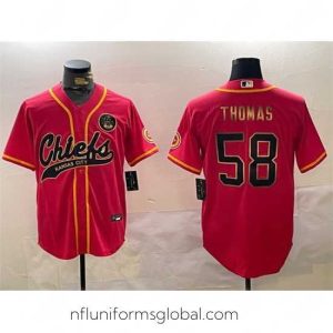 Captivating Kansas City Chiefs 58 Derrick Thomas Red Gold Cool Base Stitched Baseball Jersey