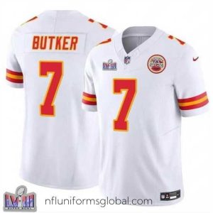 Exquisite Kansas City Chiefs 7 Harrison Butker White F.U.S.E  Super Bowl LVIII Patch Vapor Untouchable Limited Stitched Football Jersey