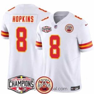 Ravishing Kansas City Chiefs 8 DeAndre Hopkins White F.U.S.E  2024 AFC West Division Champions Vapor Limited Stitched Football Jersey