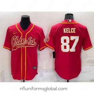 Divine Kansas City Chiefs 87 Travis Kelce Red Cool Base Stitched Baseball Jersey