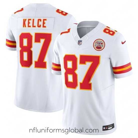 Exquisite Kansas City Chiefs 87 Travis Kelce White 2023 F.U.S.E. Vapor Untouchable Limited Stitched Jersey