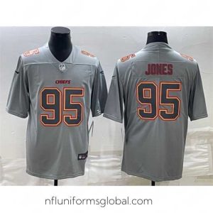Divine Kansas City Chiefs 95 Chris Jones Gray Atmosphere Fashion Stitched Jersey