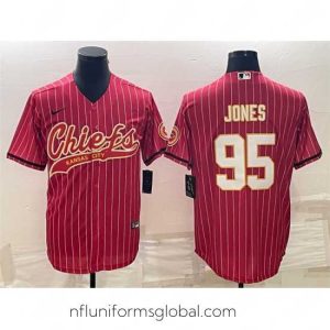 Divine Kansas City Chiefs 95 Chris Jones Red With Patch Cool Base Stitched Baseball Jerseys