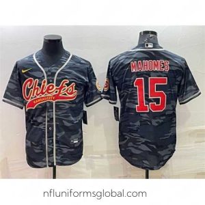Enchanting Kansas City Chiefs Blank 15 Patrick Mahomes Grey Navy Camo With Patch Cool Base Stitched Baseball Jersey