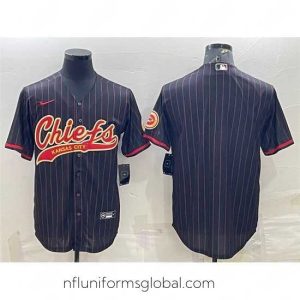 Stunning Kansas City Chiefs Blank Black With Patch Cool Base Stitched Baseball Jersey