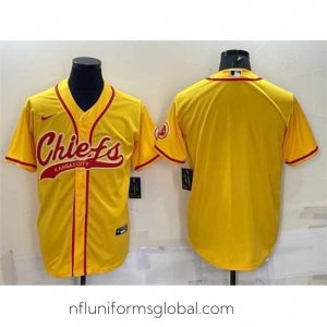 Gorgeous Kansas City Chiefs Blank Gold With Patch Cool Base Stitched Baseball Jersey