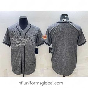 Irresistible Kansas City Chiefs Blank Grey With Patch Cool Base Stitched Baseball Jersey