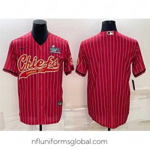 Alluring Kansas City Chiefs Blank Red With Super Bowl LVII Patch Cool Base Stitched Baseball Jersey