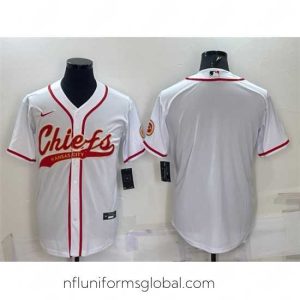 Exquisite Kansas City Chiefs Blank White With Patch Cool Base Stitched Baseball Jersey