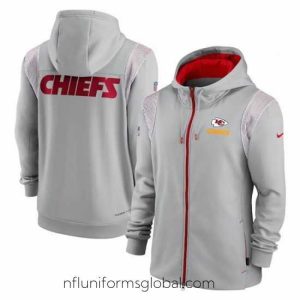 Divine Kansas City Chiefs Grey Performance Sideline Lockup Full Zip Hoodie