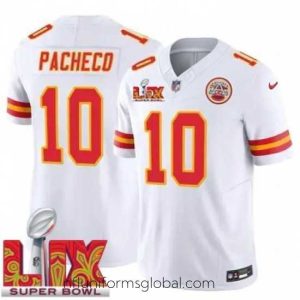 Sumptuous Kansas City Chiefs Isiah Pacheco #10 White 2024 2025 Super Bowl LIX F.U.S.E Stitched Jersey