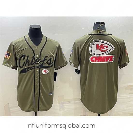 Ravishing Kansas City Chiefs Olive Salute To Service Team Big Logo Cool Base Stitched Baseball Jersey