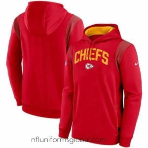 Gorgeous Kansas City Chiefs Red Sideline Stack Performance Pullover Hoodie 002