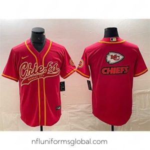 Stunning Kansas City Chiefs Red Team Big Logo With Patch Cool Base Stitched Baseball Jersey