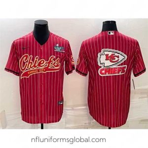 Exquisite Kansas City Chiefs Red Team Big Logo With Super Bowl LVII Patch Cool Base Stitched Baseball Jersey
