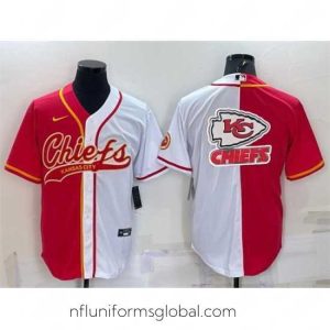 Ravishing Kansas City Chiefs Red White Team Big Logo With Patch Cool Base Stitched Baseball Jersey