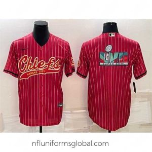 Alluring Kansas City Chiefs Red With Super Bowl LVII Big Logo Cool Base Stitched Baseball Jersey