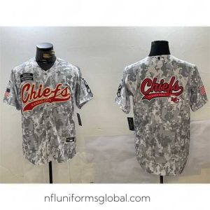 Exquisite Kansas City Chiefs Team Big Logo 2024 Arctic Camo Salute To Service Stitched Baseball Jersey 2
