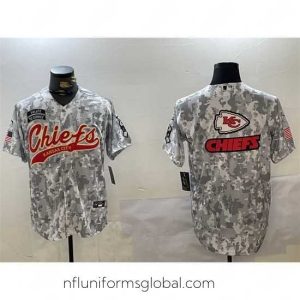 Ravishing Kansas City Chiefs Team Big Logo 2024 Arctic Camo Salute To Service Stitched Baseball Jersey