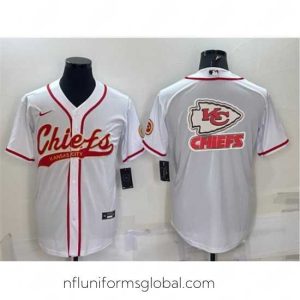 Exquisite Kansas City Chiefs White Team Big Logo With Patch Cool Base Stitched Baseball Jersey