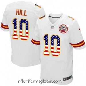 Irresistible Nike Kansas City Chiefs 10 Tyreek Hill Elite White Road USA Flag Fashion NFL Jersey