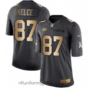Sumptuous Nike Kansas City Chiefs 87 Travis Kelce Limited BlackGold Salute to Service NFL Jersey
