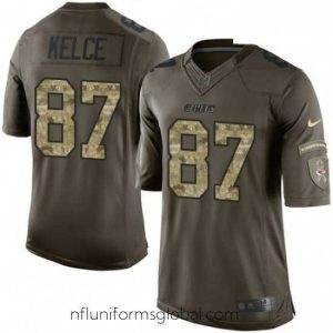 Exquisite Nike Kansas City Chiefs 87 Travis Kelce Limited Green Salute to Service NFL Jersey
