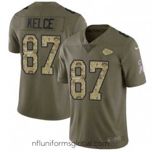 Divine Nike Kansas City Chiefs 87 Travis Kelce Limited OliveCamo 2017 Salute to Service NFL Jersey