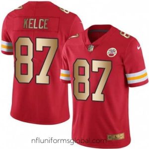 Divine Nike Kansas City Chiefs 87 Travis Kelce Limited RedGold Rush NFL Jersey