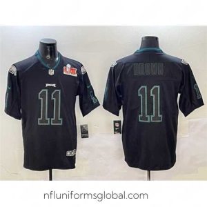 Alluring Philadelphia Eagles 11 A J  Brown Lights Out Black 2025 Super Bowl LIX Patch Color Rush Vapor Untouchable Limited Stitched Football Jersey