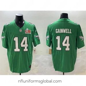 Alluring Philadelphia Eagles 14 Kenneth Gainwell Green 2025 Super Bowl LIX Patch F.U.S.E  Throwback Vapor Untouchable Limited Stitched Football Jersey