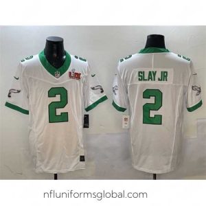 Alluring Philadelphia Eagles 2 Darius Slay Jr  White 2025 Super Bowl LIX Patch F.U.S.E  Vapor Untouchable Limited Stitched Football Jersey
