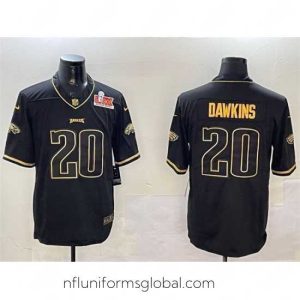 Alluring Philadelphia Eagles 20 Brian Dawkins Black Gold 2025 Super Bowl LIX Patch Salute To Service Vapor Untouchable Limited Stitched Football Jersey