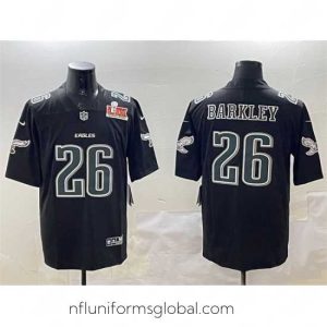 Stunning Philadelphia Eagles 26 Saquon Barkley Black 2025 Super Bowl LIX Patch Fashion Vapor Untouchable Limited Stitched Football Jersey