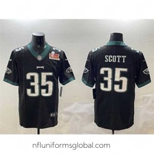 Alluring Philadelphia Eagles 35 Boston Scott Black 2025 Super Bowl LIX Patch Vapor Untouchable Limited Stitched Football Jersey