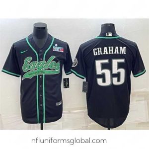 Alluring Philadelphia Eagles 55 Brandon Graham Black With Super Bowl LVII Patch Cool Base Stitched Baseball Jersey