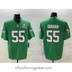 Gorgeous Philadelphia Eagles 55 Brandon Graham Green 2025 Super Bowl LIX Patch F.U.S.E  Throwback Vapor Untouchable Limited Stitched Football Jersey