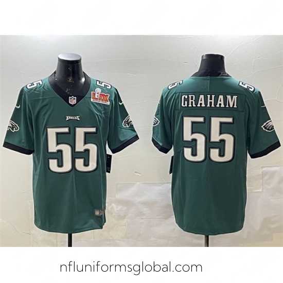 Exquisite Philadelphia Eagles 55 Brandon Graham Green 2025 Super Bowl LIX Patch Vapor Untouchable Limited Stitched Football Jersey