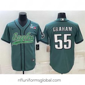 Irresistible Philadelphia Eagles 55 Brandon Graham Green With Super Bowl LVII Patch Cool Base Stitched Baseball Jersey