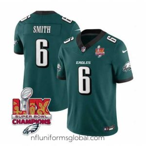 Irresistible Philadelphia Eagles 6 DeVonta Smith Green 2025 Eagles Logo Super Bowl LIX Patch New F.U.S.E  Vapor Limited Stitched Football Jersey