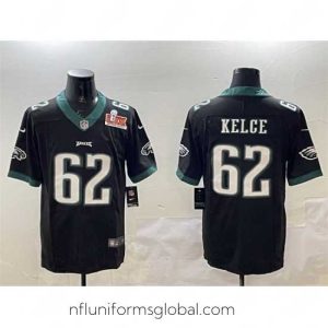 Gorgeous Philadelphia Eagles 62 Jason Kelce Black 2025 Super Bowl LIX Patch Vapor Untouchable Limited Stitched Football Jersey