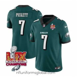 Ravishing Philadelphia Eagles 7 Kenny Pickett Green 2025 Eagles Logo Super Bowl LIX Patch New F.U.S.E  Vapor Limited Stitched Football Jersey