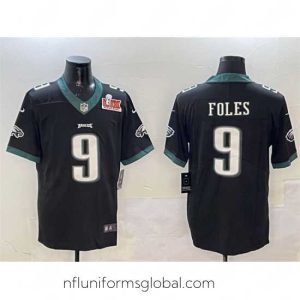 Divine Philadelphia Eagles 9 Nick Foles Black 2025 Super Bowl LIX Patch Vapor Untouchable Limited Stitched Football Jersey