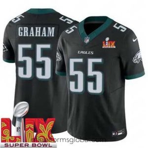 Divine Philadelphia Eagles Brandon Graham #55 Black 2024 2025 Super Bowl LIX F.U.S.E Stitched NFL Jersey