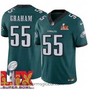 Stunning Philadelphia Eagles Brandon Graham #55 Green 2024 2025 Super Bowl LIX F.U.S.E Stitched NFL Jersey