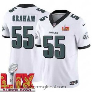 Alluring Philadelphia Eagles Brandon Graham #55 White 2024 2025 Super Bowl LIX F.U.S.E Stitched NFL Jersey
