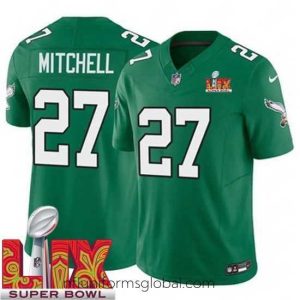 Exquisite Philadelphia Eagles Quinyon Mitchell #27 Kelly Green 2024 2025 Super Bowl LIX F.U.S.E Stitched NFL Jersey