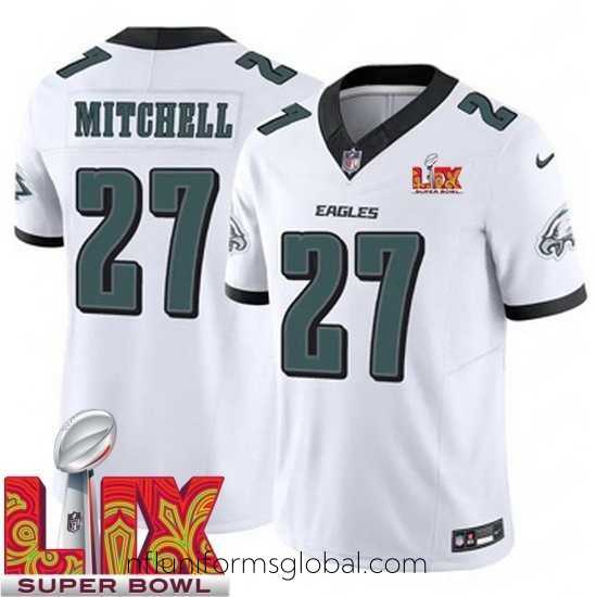 Stunning Philadelphia Eagles Quinyon Mitchell #27 White 2024 2025 Super Bowl LIX F.U.S.E Stitched NFL Jersey