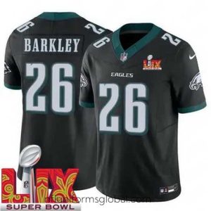 Divine Philadelphia Eagles Saquon Barkley #26 Black 2024 2025 Super Bowl LIX F.U.S.E Stitched NFL Jersey